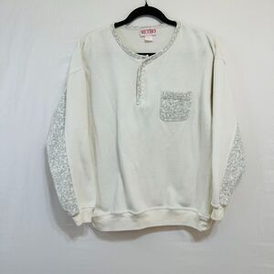 Metro Sport Women's Vintage 1/4 Button Up Sweatshirt, Size XL